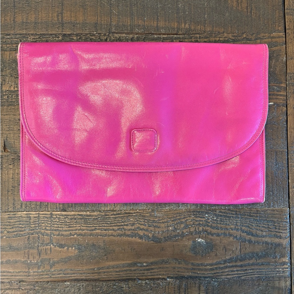Saks Fifth Avenue Pink Leather Clutch